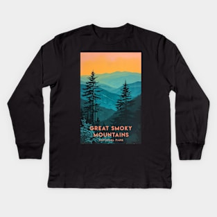 Great Smoky Mountains national park travel poster Kids Long Sleeve T-Shirt